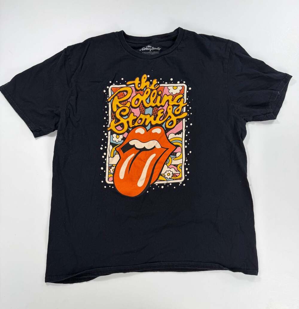 The Rolling Stones XL Black Tongue Tour Mick Jagger Rock Band T-Shirt